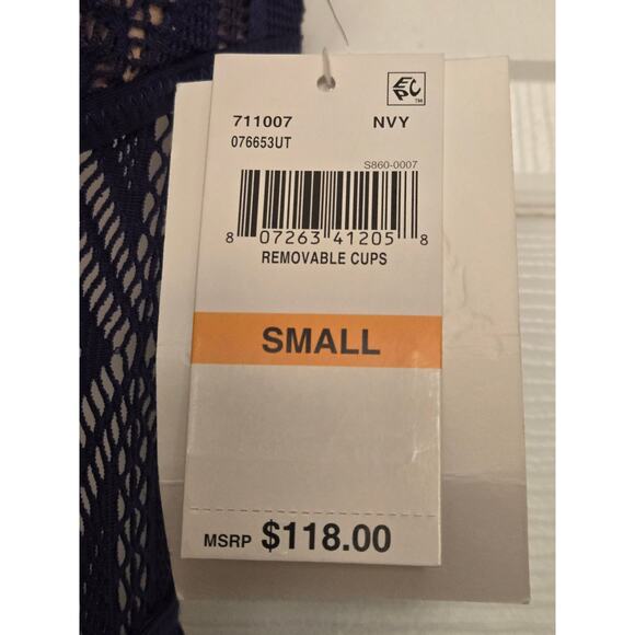 BECCA® by Rebecca Virtue Color Play Crochet Plunge One Piece Swimsuit, Small NWT - Picture 4 of 7